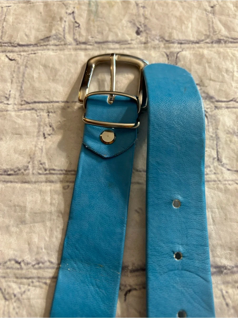 CALVIN KLEIN BLACK LEATHER WITH SILVER TONE CHAIN LINKS & TURQUOISE SILVER BELTS